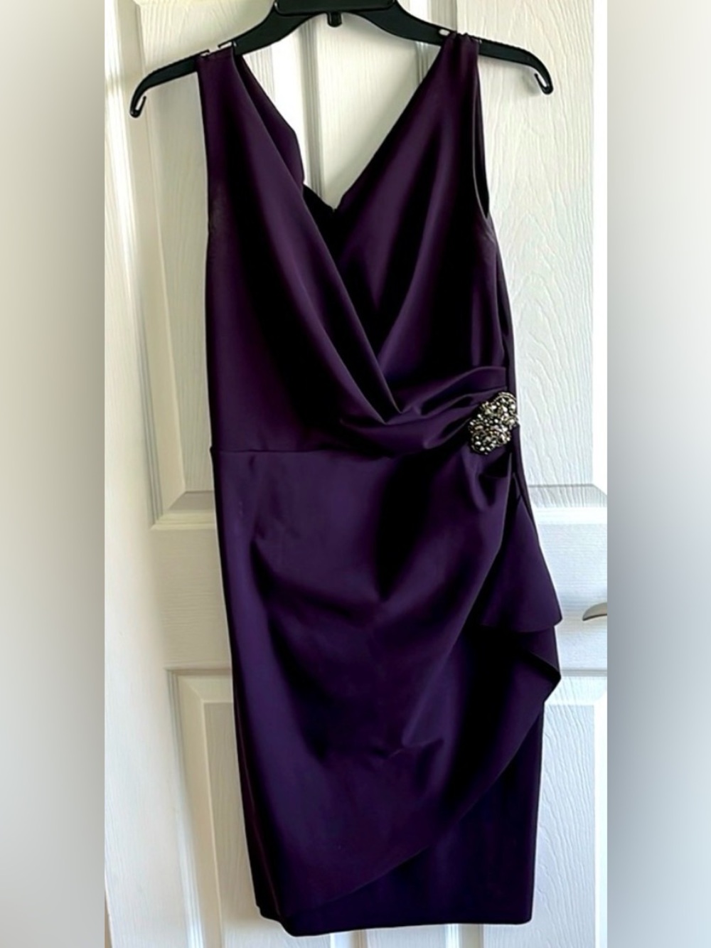 Alex Evenings Eggplant Purple Figure Flattering Surplice Dress Size 10